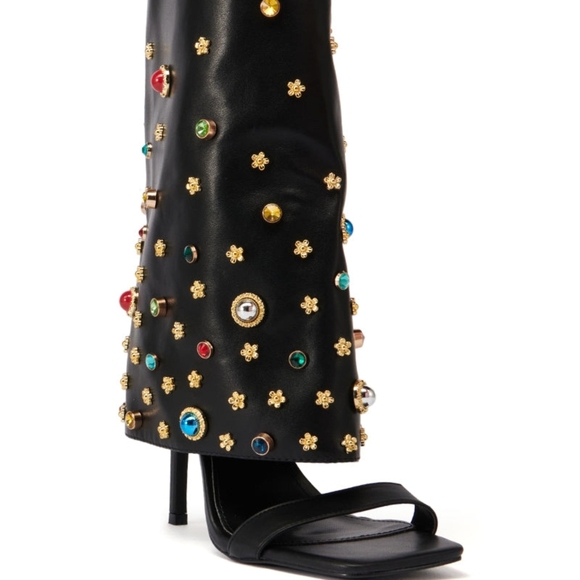 "COSMIC FANTASY" Embellished Black Sandals - Picture 3 of 7
